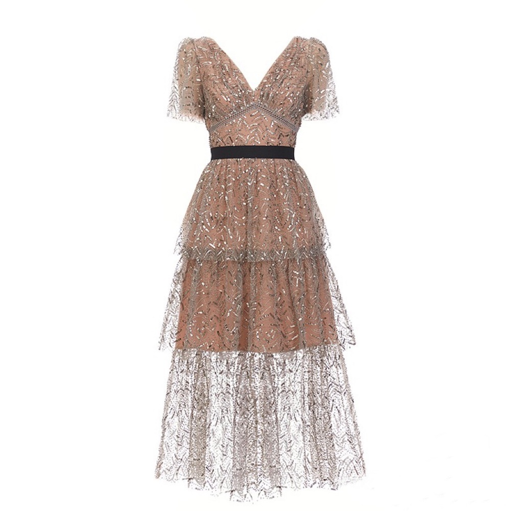 Self-Portrait Leaf Sequin Midi dress - Size 2 - NWT